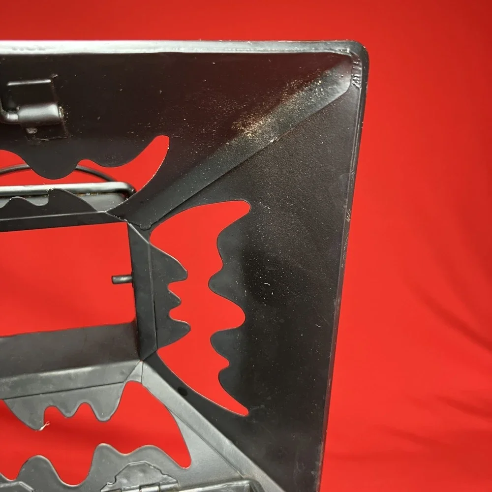 Illuminations Votive Lantern / Bats / Black Metal / Tea Light Holder / Red Glass
